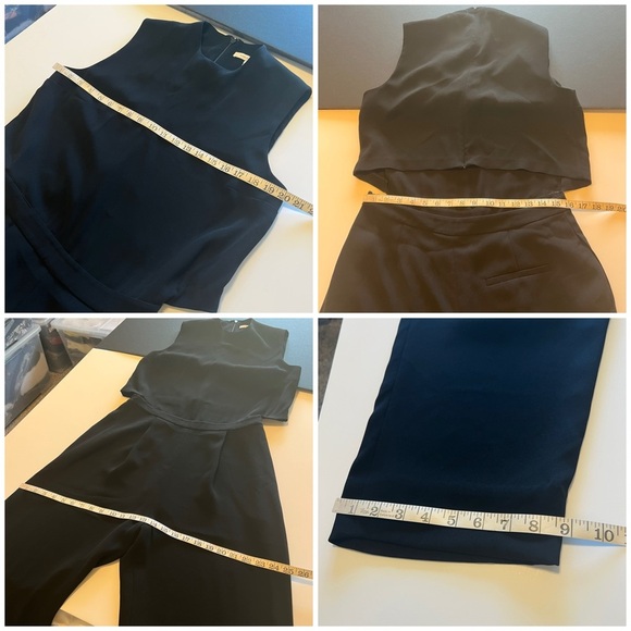 DIANE VON FURSTENBERG Tali Crop Top Open Back Cropped Wide Leg Jumpsuit black,12 - Picture 14 of 16